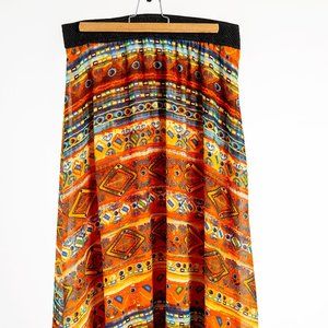 Lularoe lined long orange print skirt sz L